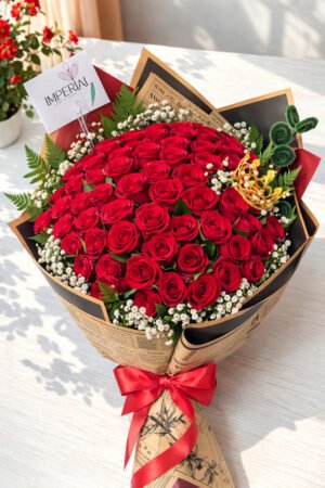 Bouquet Rosa Coronada 60 Rosas (Buchón)